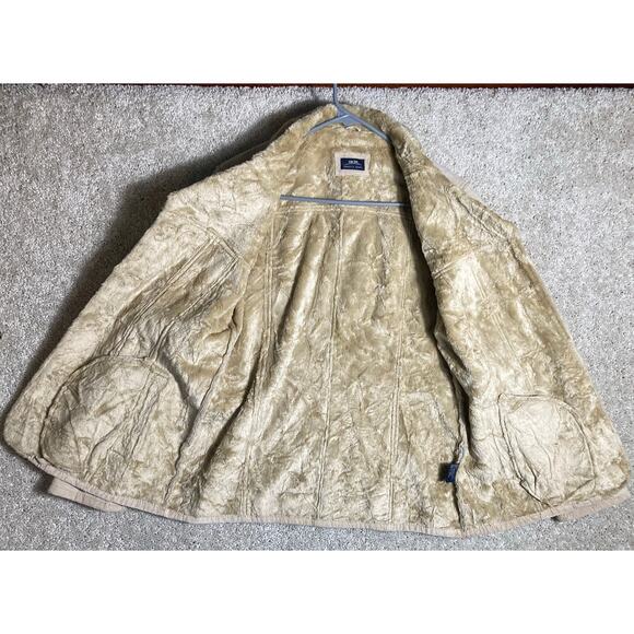 VTG Baileys Point Womens Leather Coat Jacket Light Tan Size Med Sherpa Like Trim - Picture 4 of 10